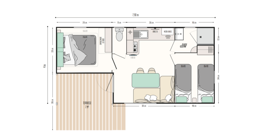 Plan loggia mobil home à louer